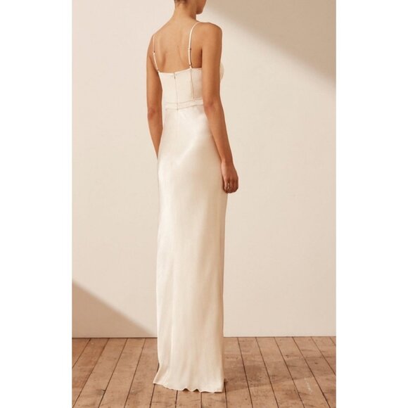 NWT Shona Joy La Lune Corded Ruched Maxi Dress in Cream - Picture 2 of 11
